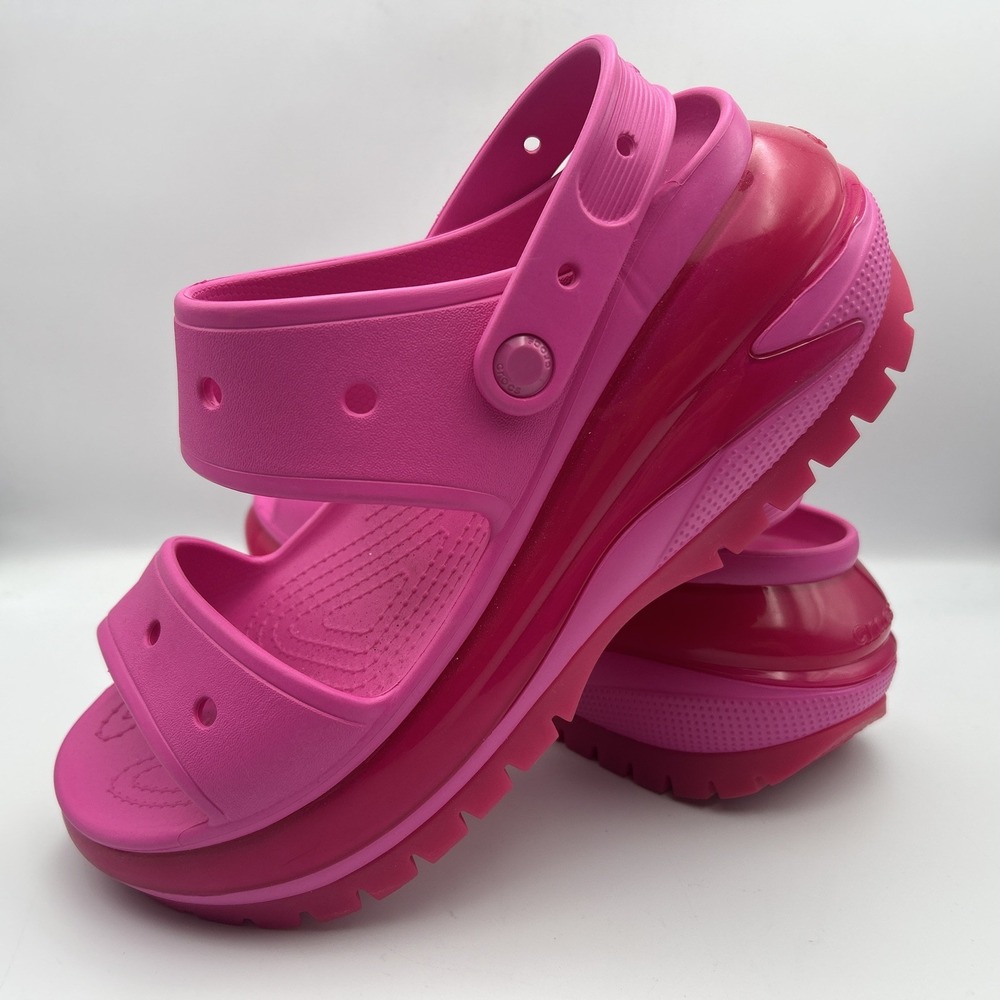 Crocs Platform Mega Crush Hot Pink Mens 11 Womens 13 Chunky Lugg Tread Drag-New